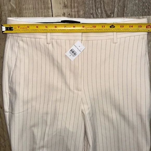Ann Taylor Pants 6 NWT Cream Navy Pinstripe Boot Leg Cut Business - Picture 4 of 5
